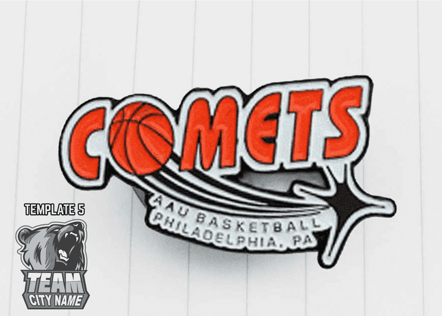 Basketball style trading pins